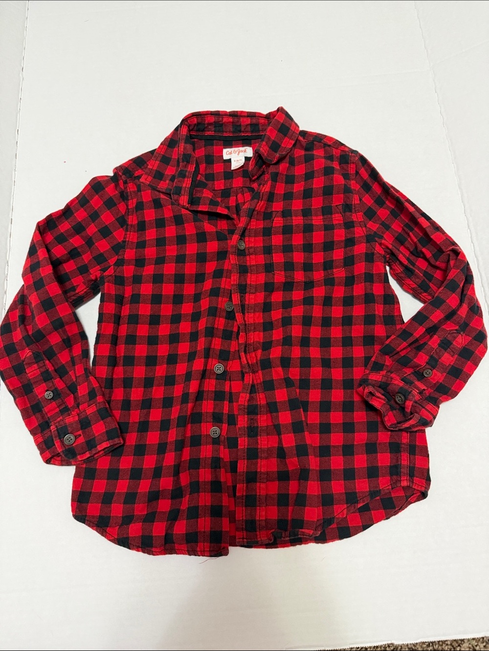 Cat & Jack Red and Black Buffalo Plaid Button-Down Shirt